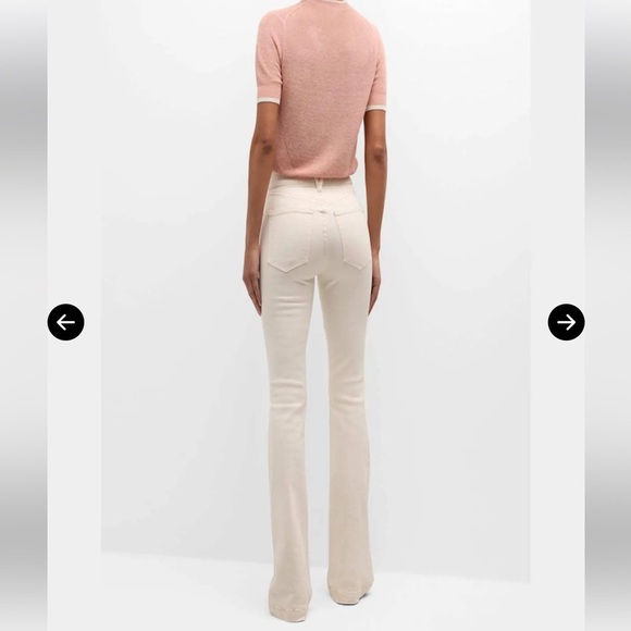 VERONICA BEARD Beverly Patch-Pocket Skinny Flare Jeans in Ecru - Picture 3 of 10